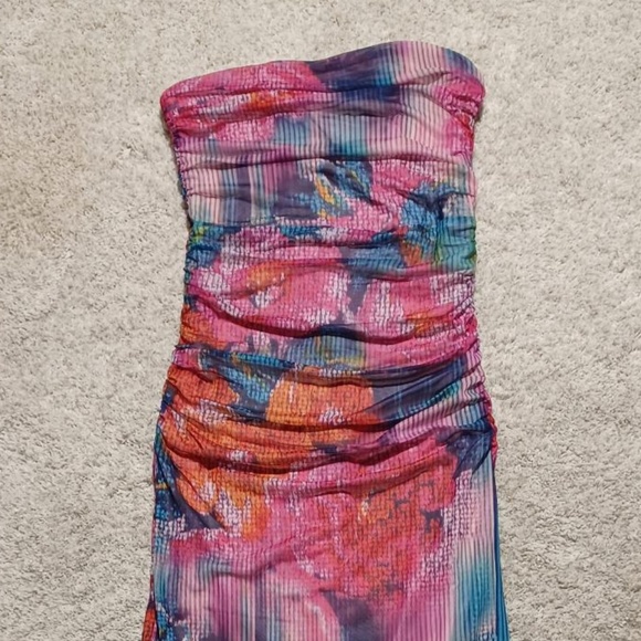 ANTHROPOLOGIE The Soleil Slim Strapless Ruched Mesh Dress - Picture 6 of 11